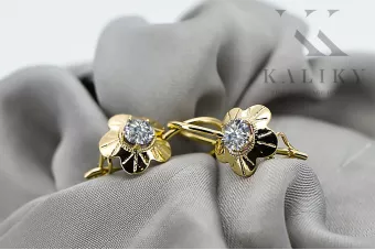 Zircon Or jaune 14 carats Des boucles d'oreilles Style vintage vec028y